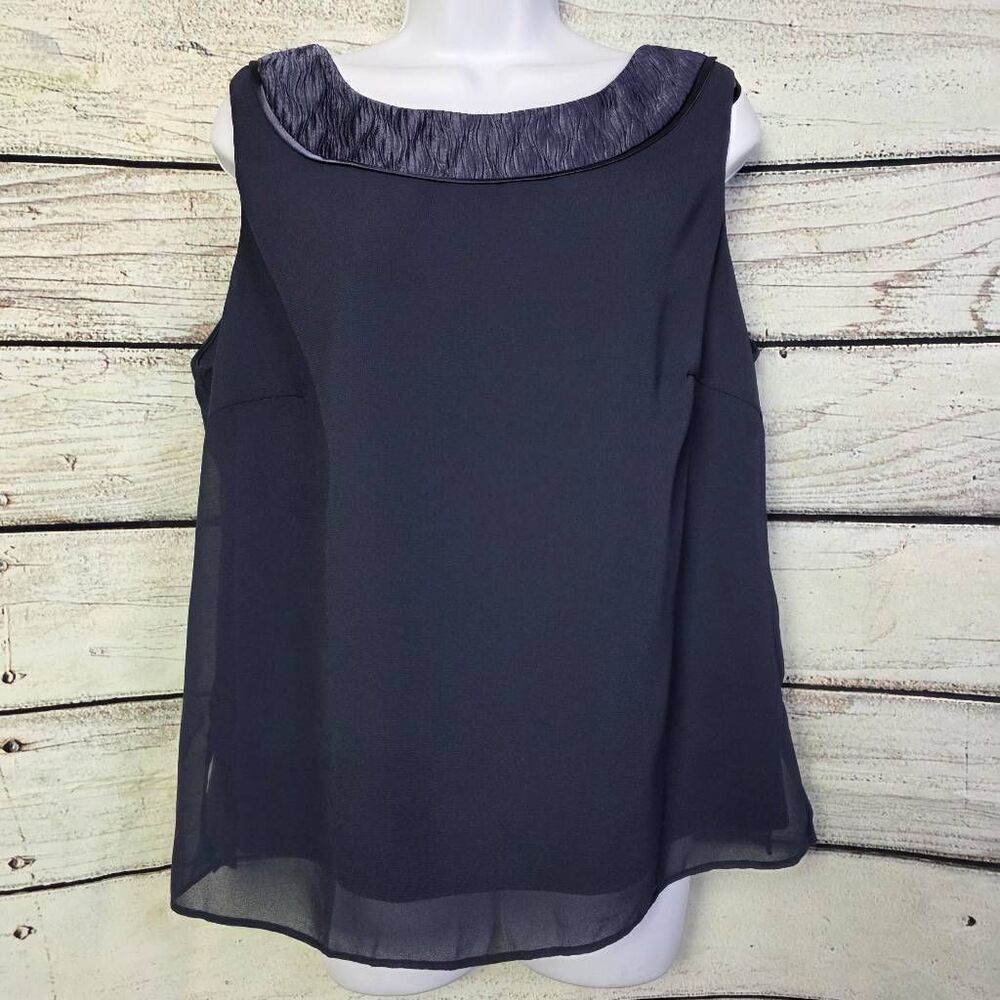 Le Bos Navy Sleeveless Blouse Size 16